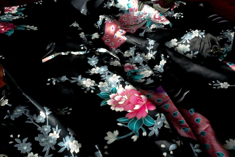 CCcollections Kimono robe long 16 colors PREMIUM Peacock bridesmaid bridal shower womens gift (Black) - Image 4